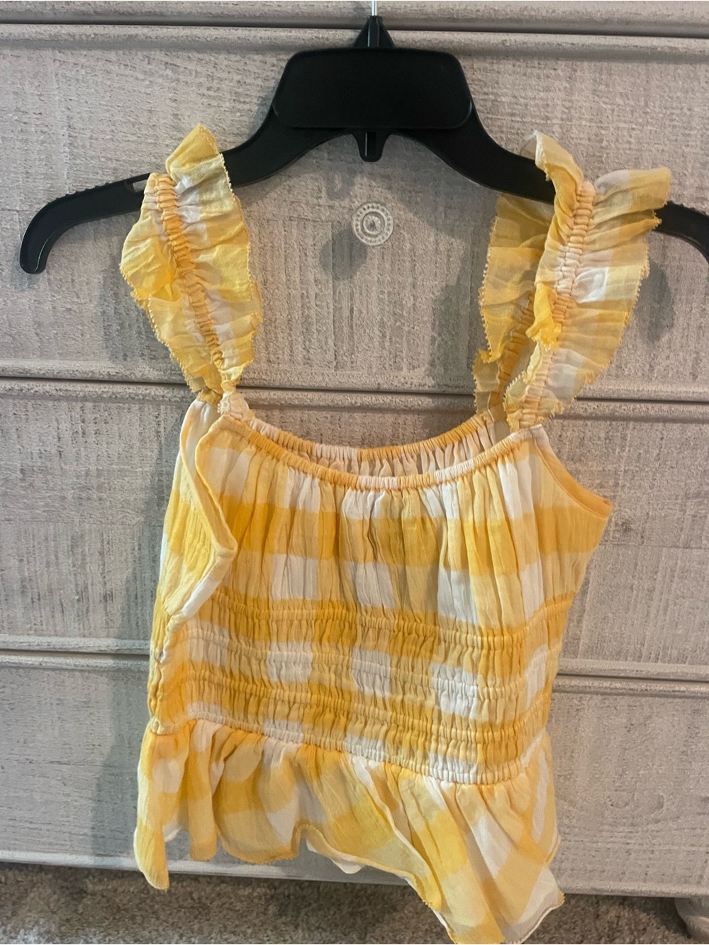 SAYLOR Yellow and White Ruffle Strap Tank Top